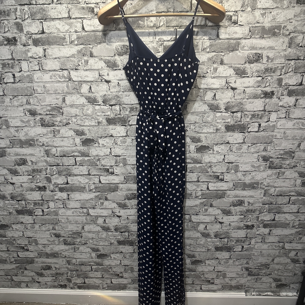 EUC One Clothing Los Angeles Navy Polka Dot Jumpsuit Size XS - Picture 6 of 14